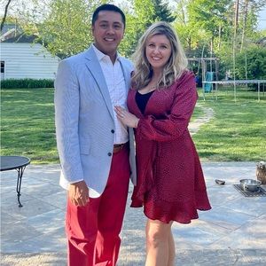 Lavender Brown Animal Wrap Dress in medium (Magenta colored)